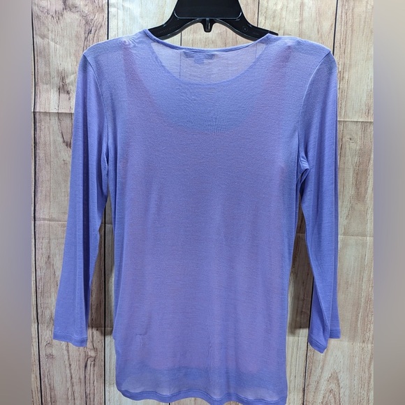 New Vince Sheer Top 3/4 Sleeve Soft Lilac Sugar Plum 2 PC Lyocell Layered Size S - Picture 10 of 10